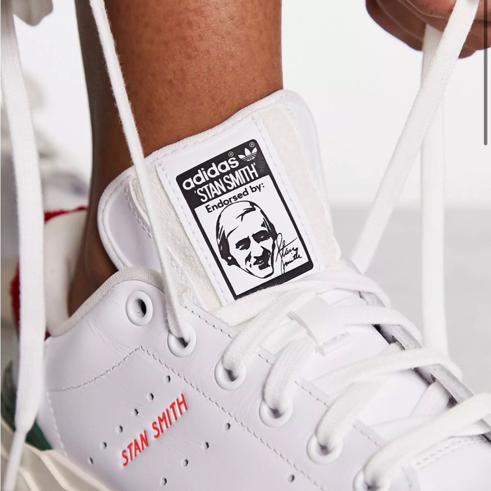 adidas Originals Stan Smith Bonega 2B platform sneakers in white and red